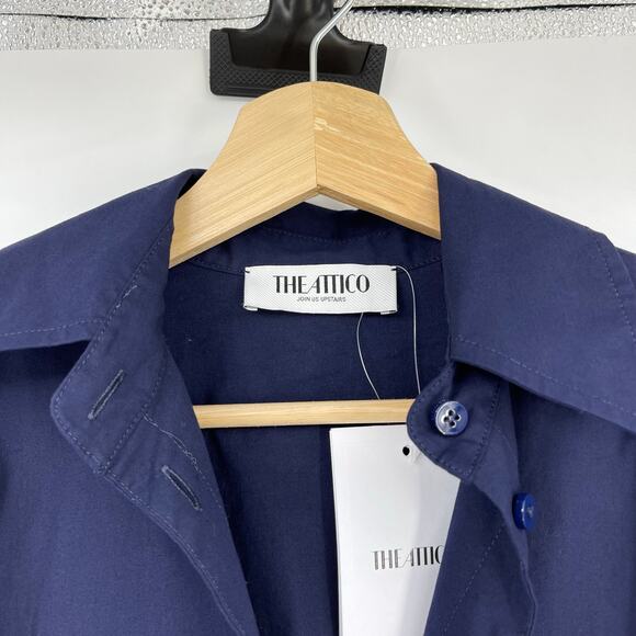 THE ATTICO | NWT Long Sleeve Shirt Mini Dress in Navy Blue IT 38 / US 0 - Picture 5 of 16